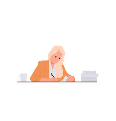 Woman Office Worker Cartoon Character Writing