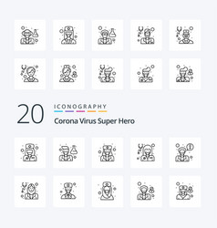 20 Corona Virus Super Hero Line Icon Pack Like