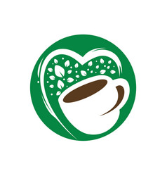 Leaf Mug For Natural Drink Logo Design Template