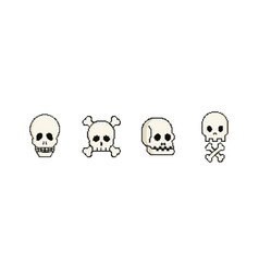 Pixel Skulls With Crossbones Set