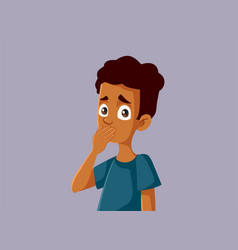 Surprised Teen Boy Covering His Mouth Cartoon