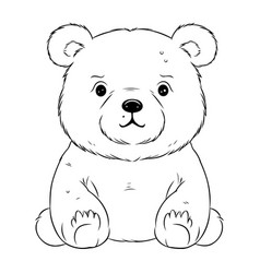 Cute Cartoon Bear Sitting Isolated On White