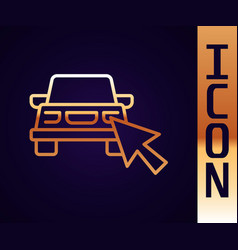 Gold Line Online Car Sharing Icon Isolated On