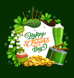 Happy St Patrick Day Banner Irish Bagpipes