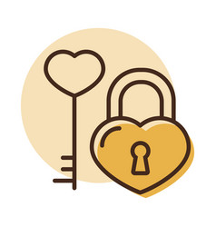 Key And Lock In Heart Shape Icon