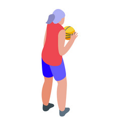 Senior Woman Take Ball Icon Isometric