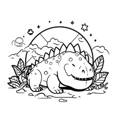 Cute Dinosaur For Coloring Book Page