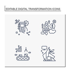 Digital Transformation Line Icons Set