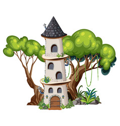 Fairytale Tower Decorated With Tree