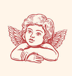 Little Angel With Wings Hand Drawn Cherub