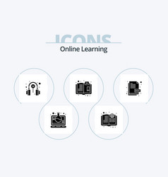 Online Learning Glyph Icon Pack 5 Icon Design Doc