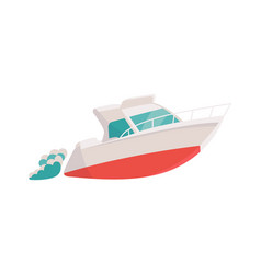 Small Toy Sea Boat Floating On Waves Flat