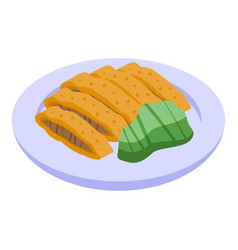 Japanese Food Icon Isometric Asian Plate