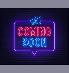 Coming Soon Neon Sign In Speech Bubble Frame