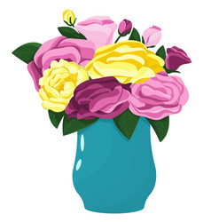 Flowers In A Turquoise Vase On A White Background