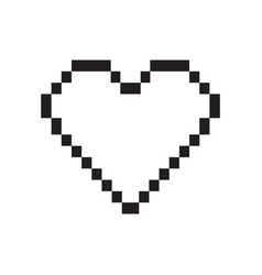 Heart Pixel Black Outline Style Isolated