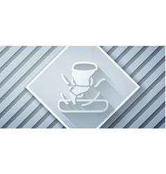 Paper Cut Tornado Icon Isolated On Grey Background