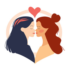 Two Women Kissing Each Other With A Heart In The