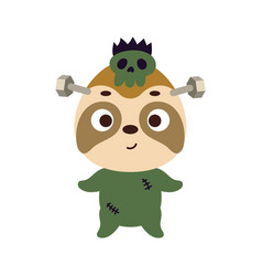 Cute Little Halloween Sloth In A Frankenstein