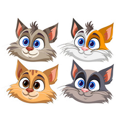 Four Stylized Cartoon Cat Faces With Different