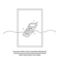 One Line Drawing Of A Old Cell Phone Poster