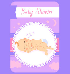 Baby Shower Greeting Card Newborn Lying On Side