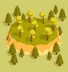 Forest Area With Trees And Spruces And A Slight