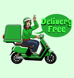 Women Of Delivery Courier Worker Riding