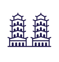 Asian Temple Or Palace Icon In Line Art