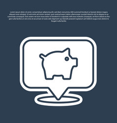 Blue Line Piggy Bank Icon Isolated On