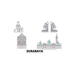 Indonesia Surabaya Line Travel Skyline Set