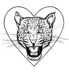 Monochrome Black And White Leopard Head On Heart