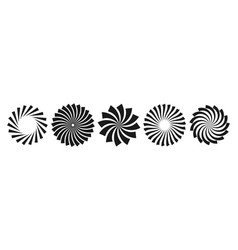 Stylized Curl Sunburst Circles Collection Black