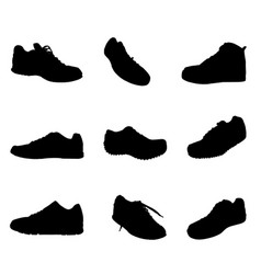 Collection Tying Sports Shoes Silhouette