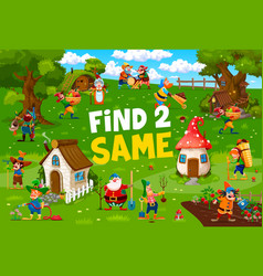 Find Two Same Cartoon Fairytale Funny Gnomes Game