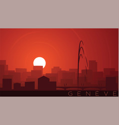 Geneva Low Sun Skyline Scene