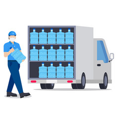 Man Loading Water Bottles Into Truck