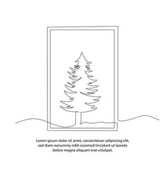 One Line Poster Drawing Of Pine Tree