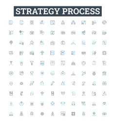 Strategy Process Line Icons Set Planning