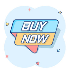 Cartoon Buy Now Banner Icon In Comic Style Badge