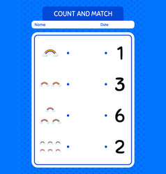 Count And Match Game With Rainbow Worksheet