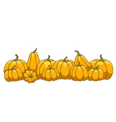 Hand Drawn Row Of A Pumpkins