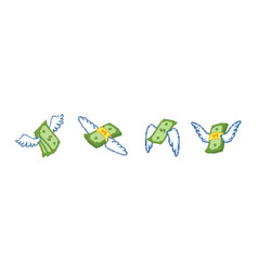 Pack Of Pixel Dollars With Wings Set