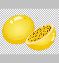 Yellow Passionfruit Realistic Isolated