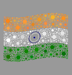 Covid19 India Flag - Waving Mosaic With Virus