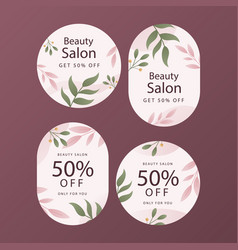 Realistic Beauty Salon Labels With Leaves