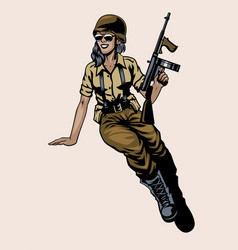 Ww2 Pin Up Girl Soldier Pose