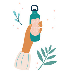 Female Hand Holding Bottle Water Concept