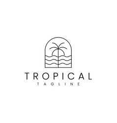 Tropical Palm Tree Beach House Logo Design