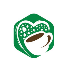 Leaf Mug For Natural Drink Logo Design Template